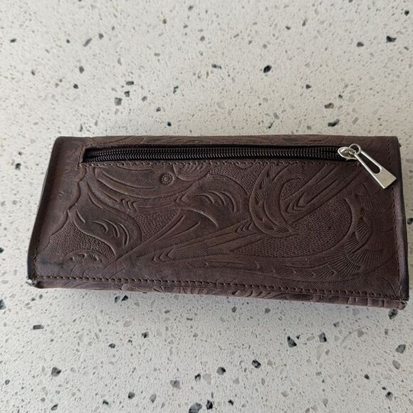 Gorgeous Embossed Brown Leather Wallet Western Cowgirl Made in Mexico NWOT - Picture 11 of 12